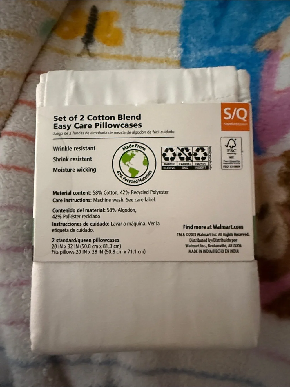 Mainstays White Cotton Blend Pillowcases - Pack of 2